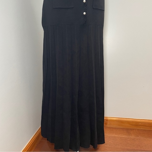 NEW! SANDRO- MAXI DRESS WITH CROCHET DETAILING Black White Size Small Summer - Picture 4 of 14